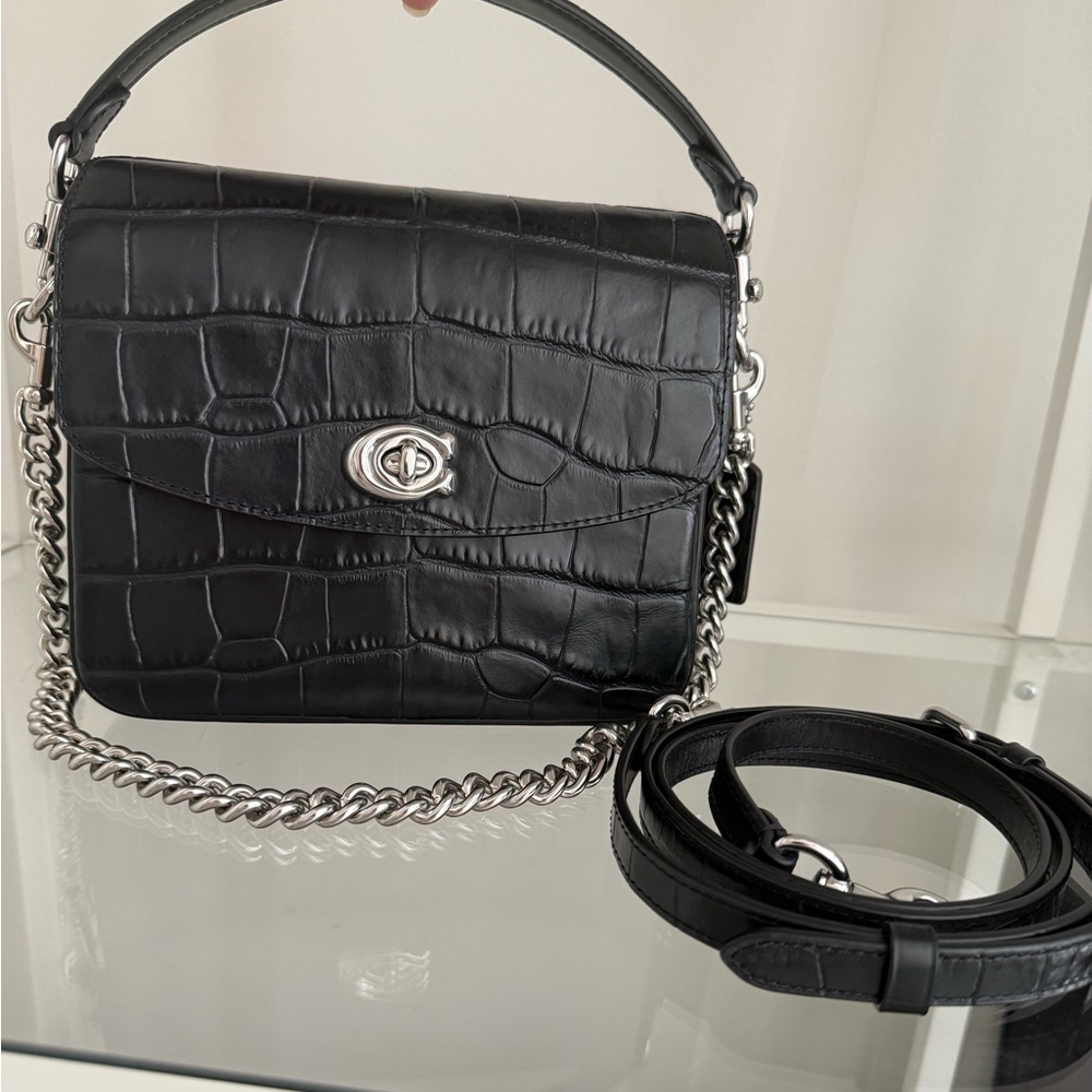 Coach Black Croc-Embossed Cassie 19 Bag